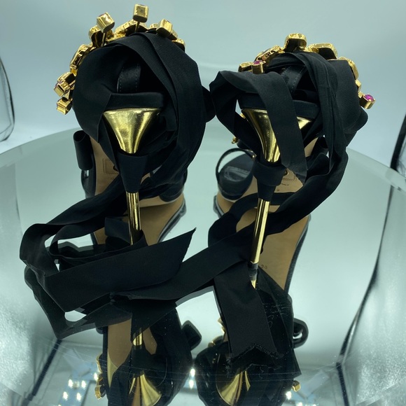 DSquared2 Treasure Ribbon Bejeweled Satin Sandals - Picture 4 of 7